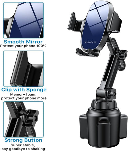 Miracase Universal Cup Phone Holder for Car, [Upgraded Version] Adjustable Long Neck Car Cup Holder Phone Mount Cradle Friendly Compatible with iPhone Samsung Google and All Smartphones, Blue