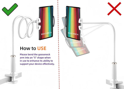 K-MT 【38.7inch/98cm】 Tablet Phone Holder Bed Gooseneck Mount, Mount Holder Clip with Grip Flexible Long Arm Compatible for ipad iPhone/Switch/Samsung Tabs/Kindle Fire HD K-MT(Black)