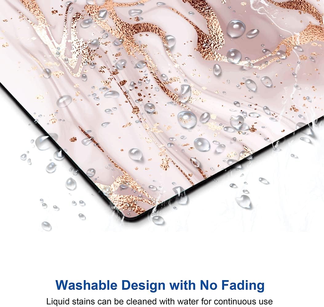 Mouse Pad Marble, Pink Rose Gold Marble Mouse Pad for Women, Washable Square Cloth Mousepad for Office Laptop, Non-Slip Rubber Computer Mouse Pads for Wireless Mouse, Cute Mouse Pads for Desk