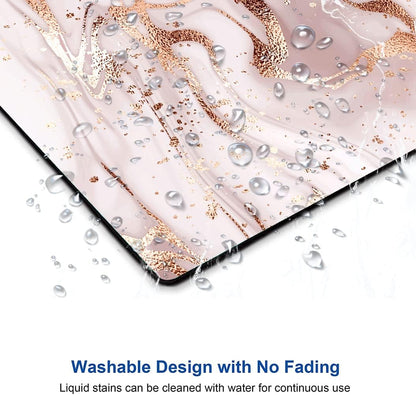 Mouse Pad Marble, Pink Rose Gold Marble Mouse Pad for Women, Washable Square Cloth Mousepad for Office Laptop, Non-Slip Rubber Computer Mouse Pads for Wireless Mouse, Cute Mouse Pads for Desk