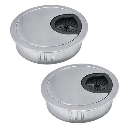 2 Pcs Desk Grommet 2" / 50 mm, Desk Cord Hole Cover, Cable Grommet Metal Zinc Alloy Materilal, Desk Hole Grommet for Home & Office Pc, Detachable Cable Cord Organizer-Matte Silver