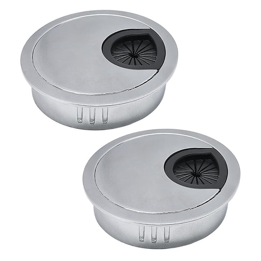 2 Pcs Desk Grommet 2" / 50 mm, Desk Cord Hole Cover, Cable Grommet Metal Zinc Alloy Materilal, Desk Hole Grommet for Home & Office Pc, Detachable Cable Cord Organizer-Matte Silver