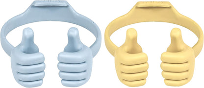 Honsky Thumbs up Cell Phone Stand Holder, Ok Stand Tablet Stand Cradle for Desk Desktop Smartphone Cellphone Mobile Phone Tablets - Universal Adjustable Flexible - Light Blue/Light Yellow