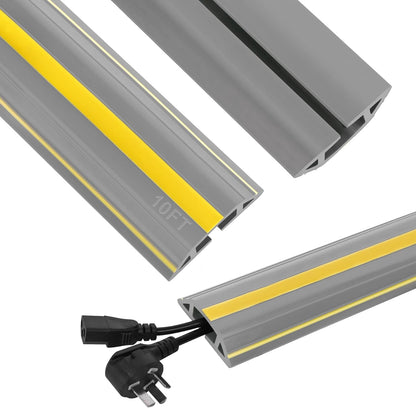 Floor Cord Cover 10Ft Heavy Duty PVC Floor Cable Protector Electric Cord Hider Cable Management Floor Strip Extension Cord Covers Cable Raceway for Wires on Floor Inner Channel 1.36" W x 0.43" H -Gray