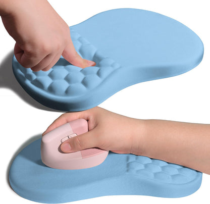Ergonomic Joint Wrist Support Mouse Pad with Memory Foam Cushion Massage Bump, Carpal Tunnel Pain Relief Mousepad Slope Design for Wrist Rest, 11.8x7.9 in, LightSkyBlue