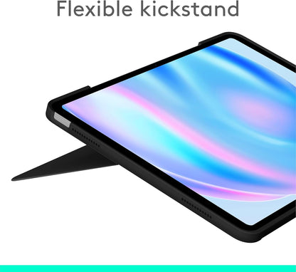 Logitech Combo Touch iPad Air 13 inch Case M2 (2024), iPad M3 & Air Keyboard Case with Kickstand - Midnight Black