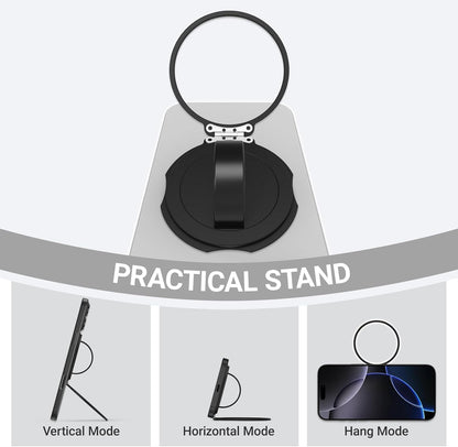 Grat 3 Upgraded Magnetic Phone Grip Stand, 360° Rotatable Silicone Strap Phone Loop Holder, Detachable Ring Kickstand Compatible with Magsafe iPhone 16 15 14 13 12 Pro/max, Black