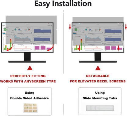 32 Inch Computer Privacy Screen Shield [2 Pack] for 16:9 Widescreen Desktop Monitor - Anti-Glare Blue Light Privacy Filter and Anti Spy Privacy Screen Protector Film