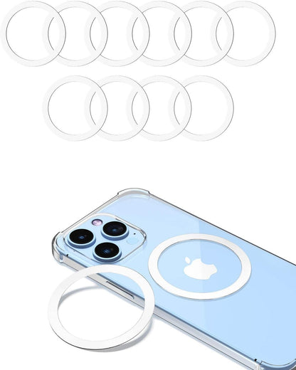 for Magsafe Ring 10PCS-Ultra Thin(0.4mm)-Universal Metal Rings Sticker Compatible with iPhone 15 Pro Max,15 Pro,15/14/13/12 Series,Samsung Galaxy,Google Pixel Series - White
