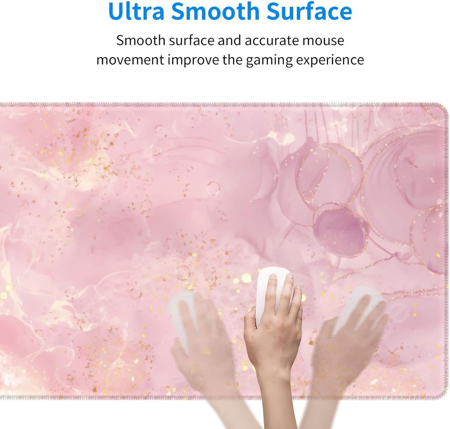 Rose Gold Marble Large Mouse Pad Extended Gaming Mousepad 31.5 x 11.8 Inch with Anti-Slip Rubber Base Cute Office Decor Women Girls Computer Accessories Home Office Supplies