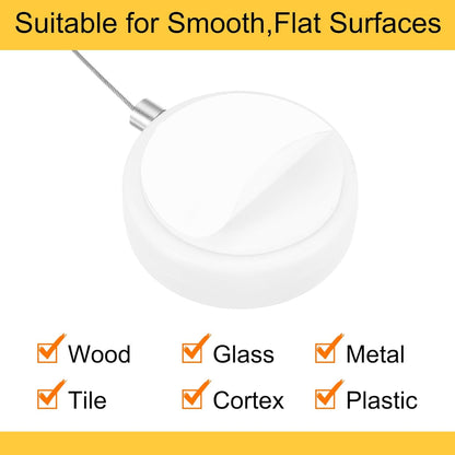 MECCANIXITY 3.3ft Retractable Cable Lock with Square Patch Remote Control Security Lock with Adjustable Cord Tether Anti Theft for Laptop, TV, 150 G, White, 4 Pack