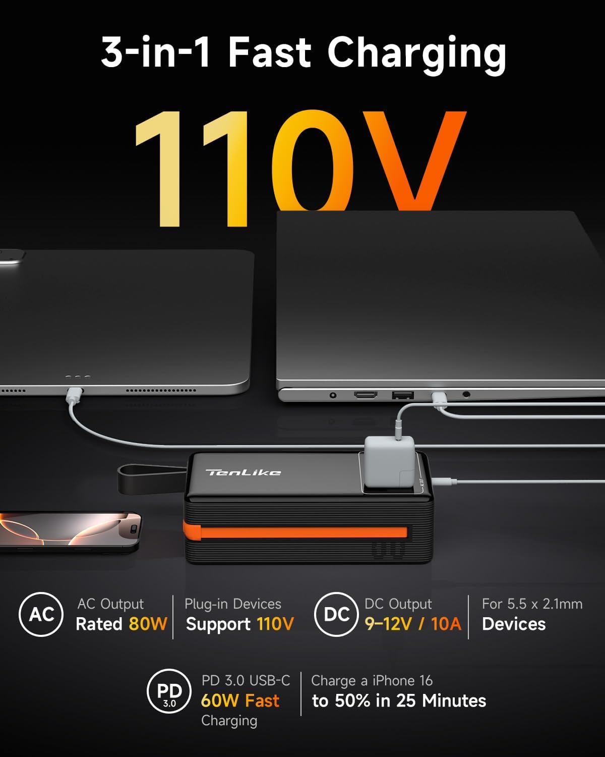 Portable Power Station 99.9Wh Power Bank for Camping Essentials Small Electric Mini Generator Large Lithium Battery with 110V AC Plug in Output 60W Type-C Laptop Home Backup Outdoor Emergency