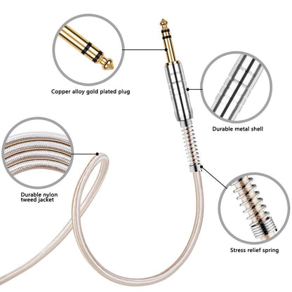 Devinal 1/4 inch Extension Cord, 1/4" Male to Female Cable, 6.35mm Quarter inch Headphone Extender Gold Plated Nylon Braided Durable Audio Cable Stereo Cord, 10 Feet 3Meters
