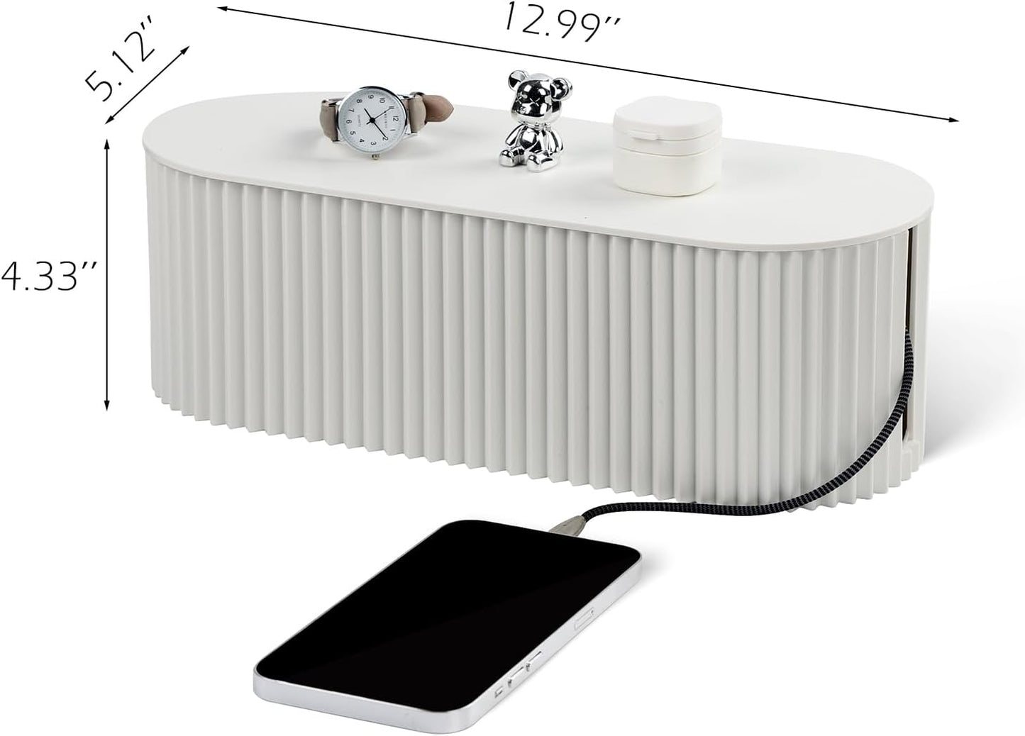 Large Cable Organizer Box for Power Strips, Surge Protectors, Chargers, TV Computer Wires - White