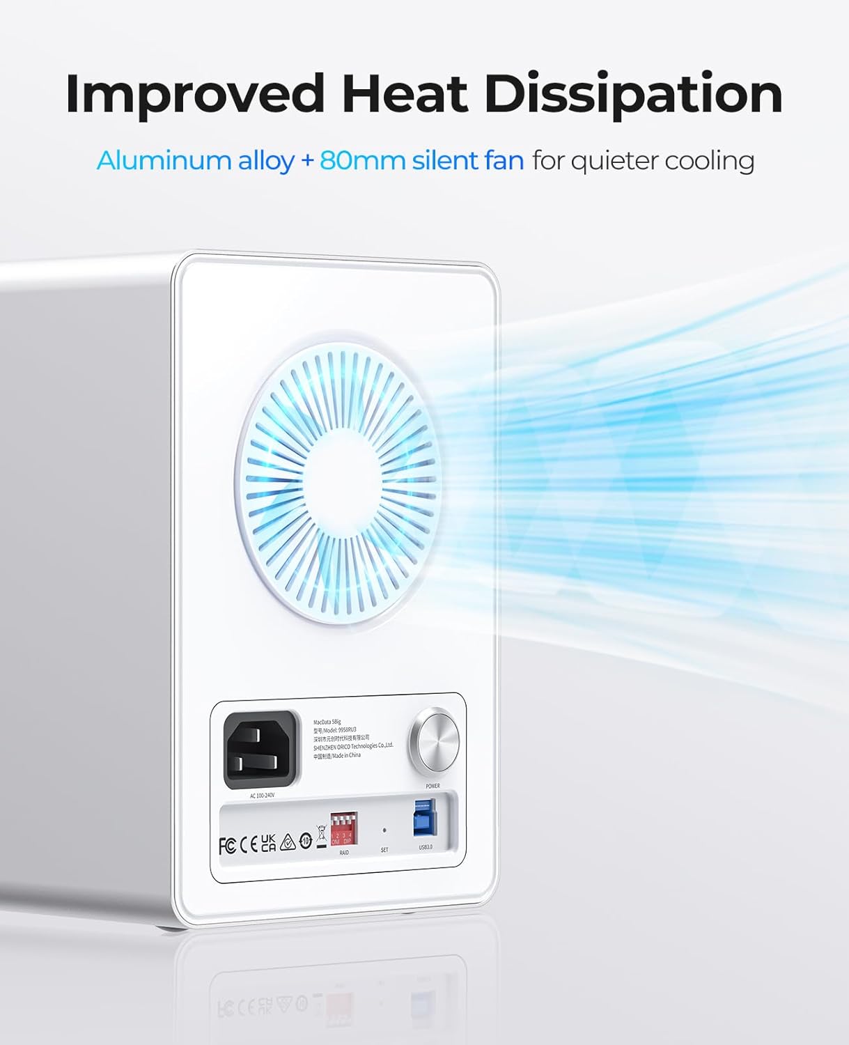 ORICO 5Bay RAID External Hard Drive Enclosure for 2.5/3.5 Inch SATA HDD/SSD up to 5X 24TB, USB3.0 Type-A Hard Drive Docking Station, Supports RAID 0/1/3/5/10/JBOD/Clone/ClearMode -9958RU3