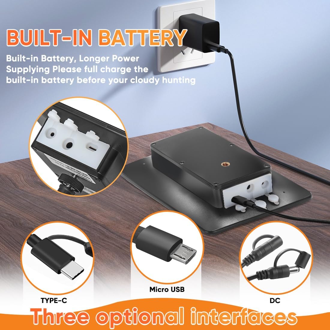 Solar Panel for Trail Camera,6W Solar Kit Build-in 5000mAh Rechargeable Battery, Hunting Accessories for IP66 Waterproof, 5W Solar Power for Trail Camera