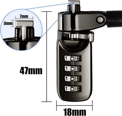 I3C Laptop Cable Lock 4 Digital Combination Lock Security Computer Cable Lock Anti Theft Combination Lock Compatible for Tablet Laptop (10 Packs)