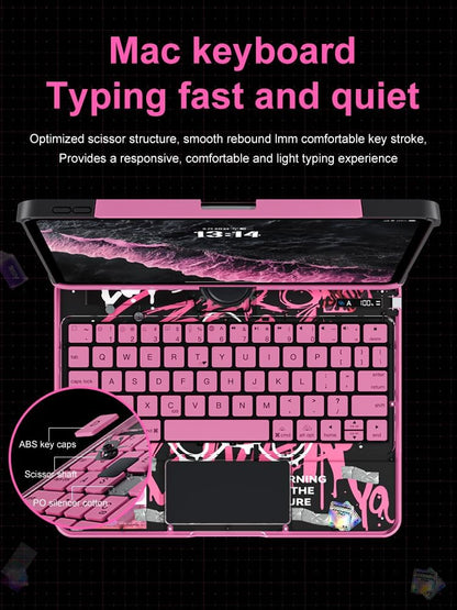 KARTICE Case with Wireless Keyboard Compatible with iPad 10th 2022 10.9 inch, Multi-Touch Trackpad, 7 Color Backlight, 360° Rotating Stand with Pencil Holder for 10th, Excludes iPad and Pencil