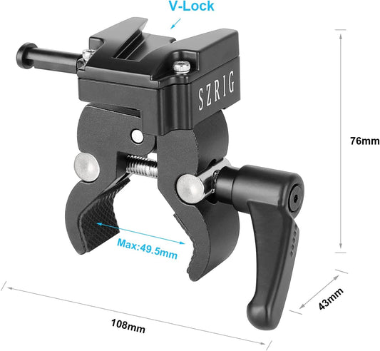 Crab Clamp with Universal V-Lock Mount Quick Release Adapter for DSLR Camera Battery Accessory