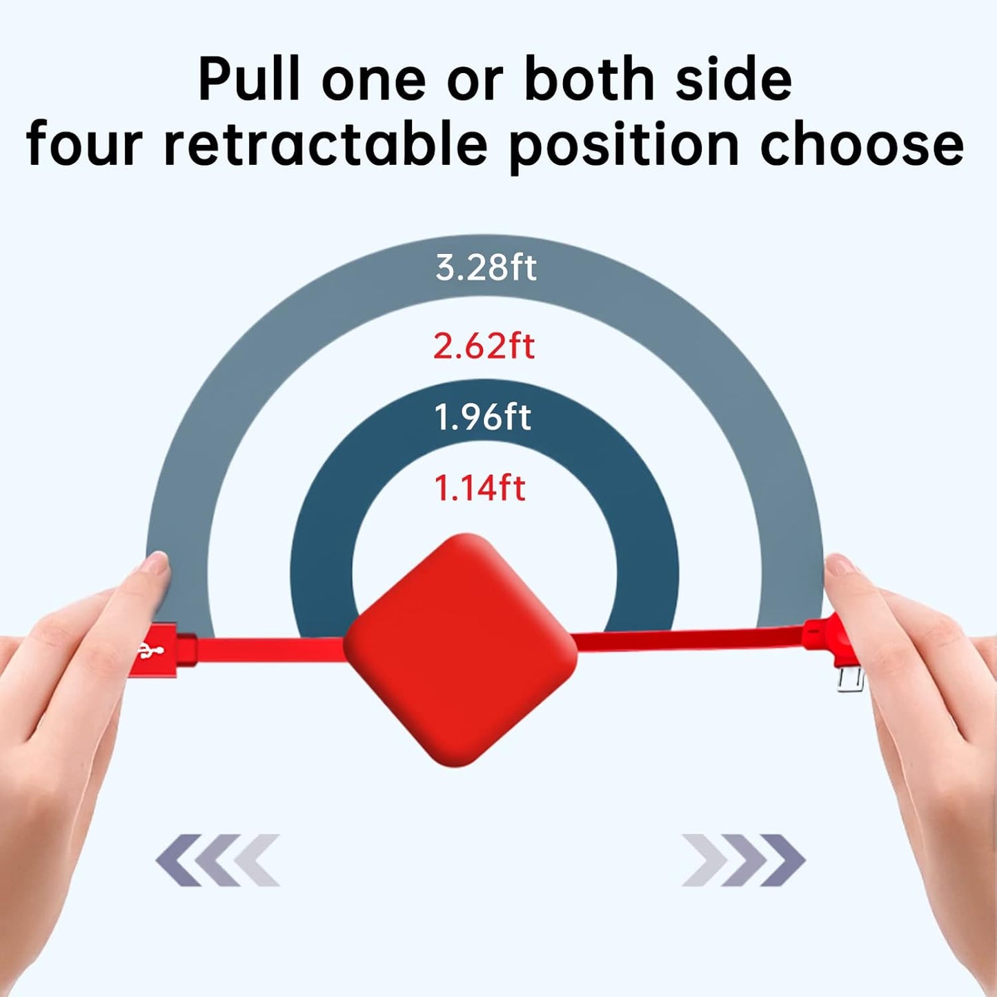 Three in One Charging Cable Cord. 3 in 1 Charging Cable Retractable. Compatible USB C(Type-C)/Micro USB/IP, Compatible with Phone, Android, Tablet (Red)