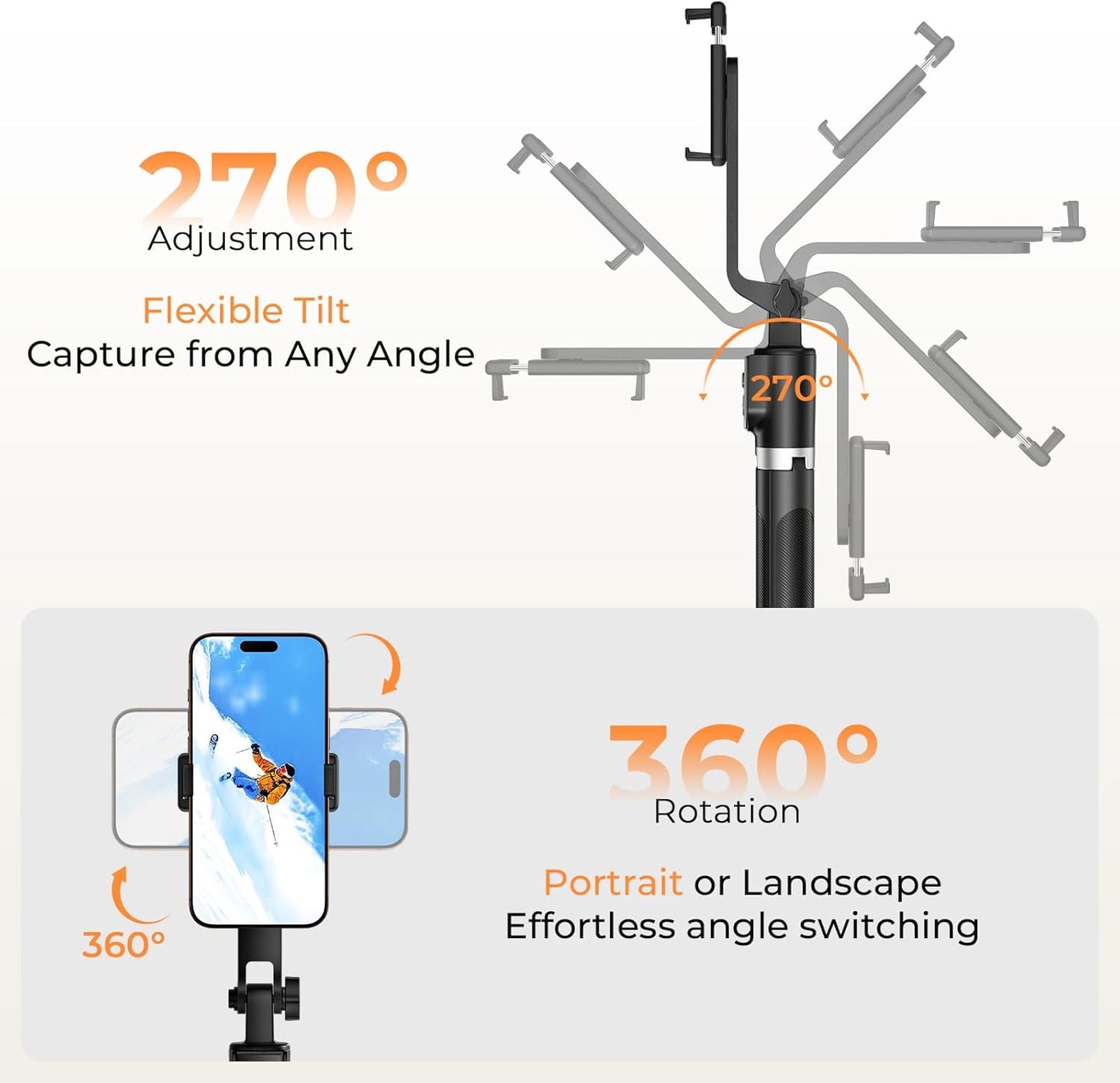 Sensyne Selfie Stick for Phone, Extendable Travel Tripod with Detachable Remote for Photography, Selfies, Compatible with All Cell Phones, Black