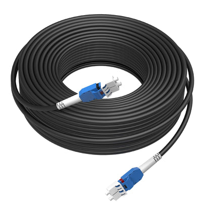 37M/121FT LC to LC Armored Outdoor Fiber Optic Cable, Single Mode Duplex 9/125μm SMF Fiber Patch Cord, OS1/OS2 Compatible, Black LSZH Jacket, Uniboot Jumper for FTTH, Data Center, Long-Distance Use