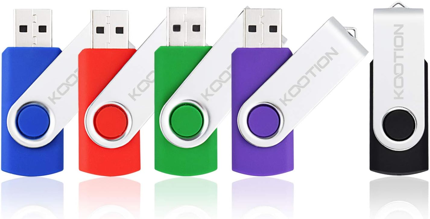 Kootion 5 Pack 4GB USB Flash Drive 4GB Flash Drive Thumb Drive Memory Stick Pen Drive(5 Colors: Black Blue Green Purple Red)