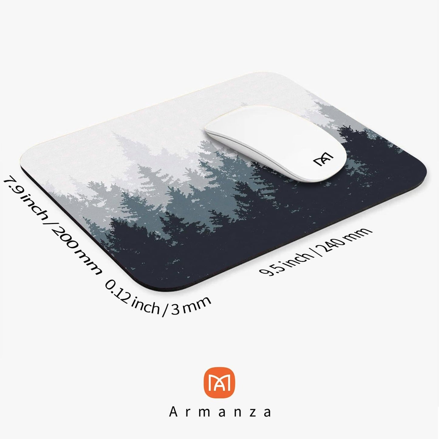 Square Mouse Pad Forest, Personalized Premium-Textured Custom Mouse Mat Design, Washable Mousepad Cloth, Non-Slip Rubber Base Computer Mouse Pads for Wireless Mouse