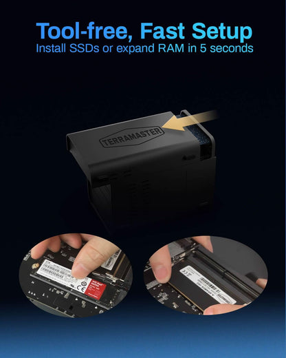 TERRAMASTER F4-424 Max NAS Storage - 4Bay Core i5 1235U 10-Cores 12-Threads, 8GB DDR5 RAM, Dual 10GbE Ports, Network Attached Storage Peak Performance for Business (Diskless)