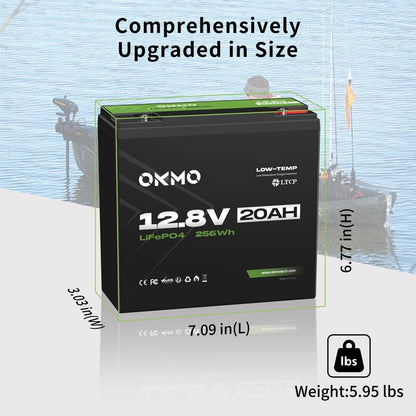 12V 20Ah Lithium LiFePO4 Battery, 4000+ Deep Cycles Rechargeable Battery for Kayak Fish Finder, Power Wheels Toys, Scooter