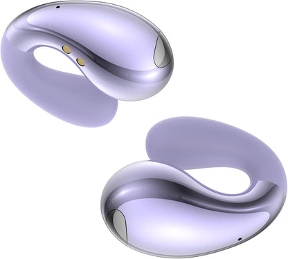 Ultra Open Ear Earbuds - Ergonomic Clip-On Earbuds, Small Bone Conduction Over-The-Ear Headphones with Waterproof Design, Perfect Running Headphones for Sports and Fitness, Purple