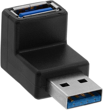 Cmple - 90 Degree USB 3.0 Male to Female Adapter Up Right Angle A Plug to Jack Connector Converter Extender for PC Laptop Hard Drive Keyboard Mouse (USB 3.0 A Male to A Female 90 Degree)