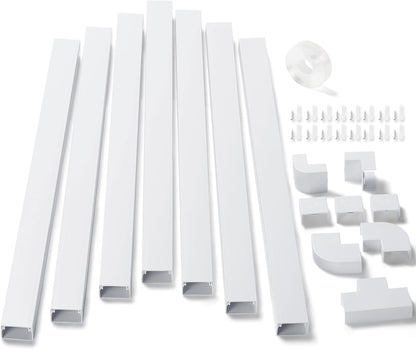 126in Cord Hider Kit, ZhiYo Wire Hiders for TV on Wall, Paintable Cable Management Kit, Wire Cover for Wall Mount TV, White Cable Raceway, Cord Cover Wall Wire Management Kit, 8xL15.7in W1.18inH0.67in