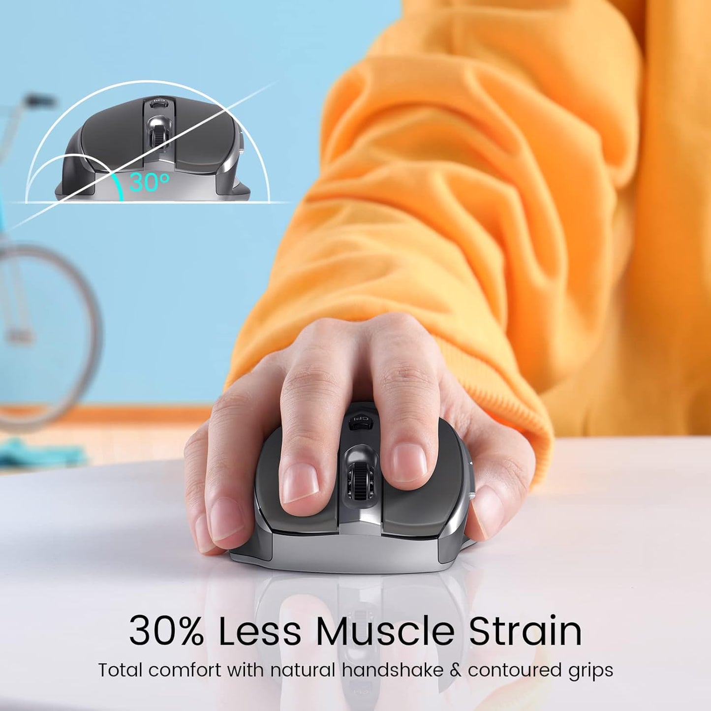 Wireless Mouse, D-09 Computer Mouse USB Cordless Mice for Laptop, Ergo Grips, Lightspeed 5-Level 2400 DPI, 16 Months Battery, Portable for PC Mac Chromebook (Graphite Grey, 1 Pack)