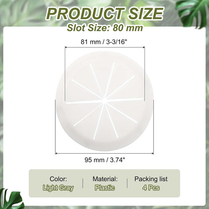 PATIKIL Desk Grommet 3-3/16", 4 Pcs Round Cable Grommet Cord Hole Cover with Adhesive Tape Flexible Table Wire Organizer for Office Home Table Countertop, Light Gray