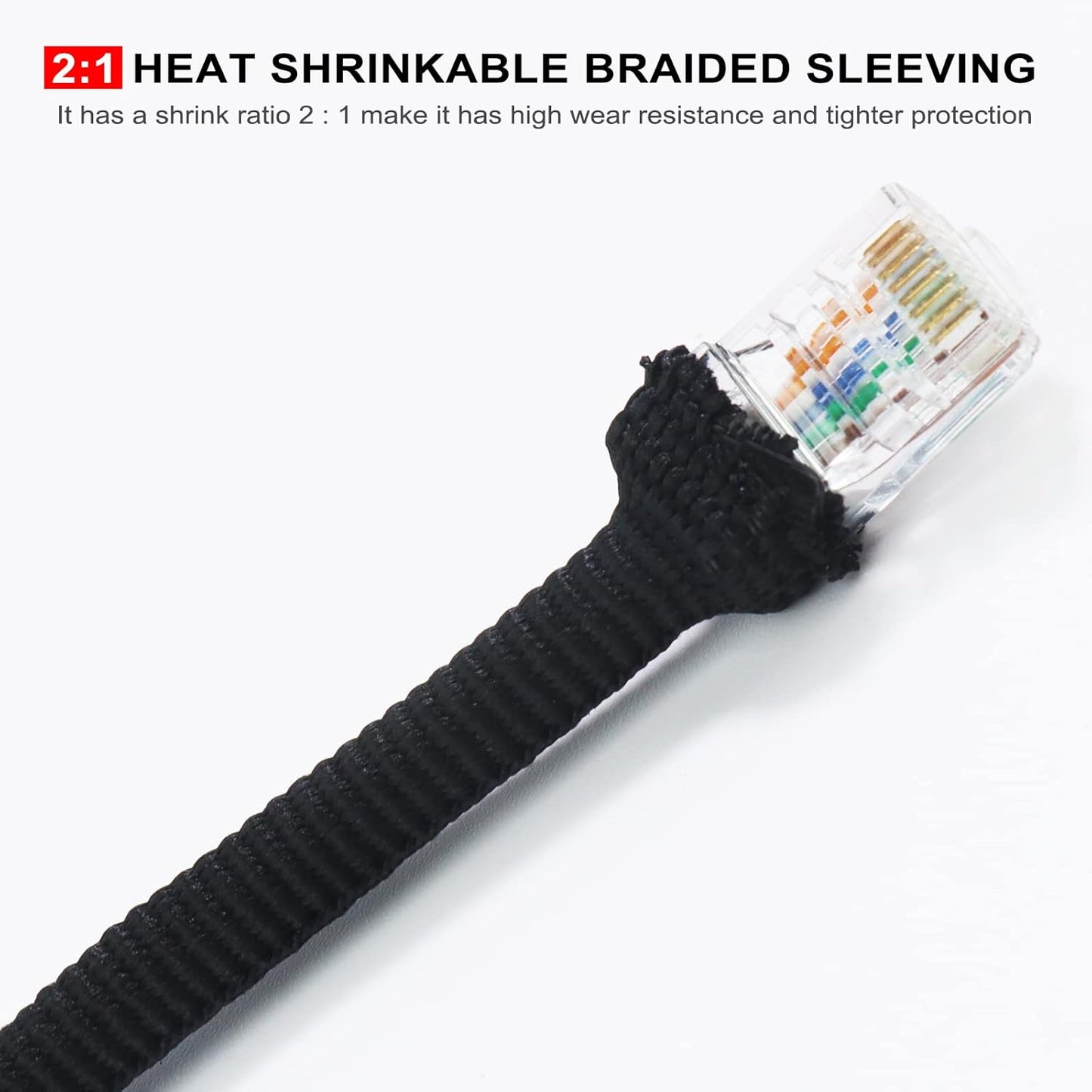 Heat Shrink Fabric Tubing Braided Sleeving 2:1 - Abrasion Protection Flexibility Wiring Harness Cable Sheath (3/8" ID, 30ft)