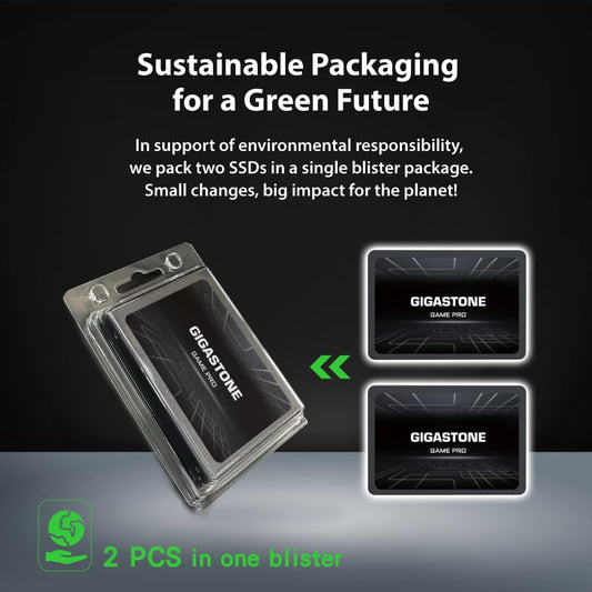 Gigastone SATA SSD 128GB (2-Pack) 2.5 inch SSD 510MB/s Upgrade Laptop PC Memory and Storage PS4 HDD Replacement 2.5" Internal Solid State Hard Drives SATA III SLC Cache 3D NAND Game Pro Performance