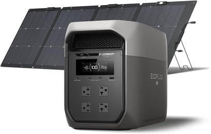 EF ECOFLOW Portable Power Station DELTA 3 MAX with 220W Bifacial Solar Panel, 3400W X-Boost Output, Ultra-Fast 0-80% Charging in 1.13 Hr, Home Backup & RV Camping