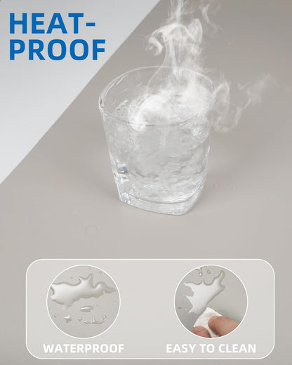 Leather Desk Pad Blotter,Mouse Pad,Office Desk Mat, Non-Slip PU Leather Desk mat,Large Desk mat,Waterproof Keyboard mat for Office/Home/Decor (Light Grye,35" x 17")