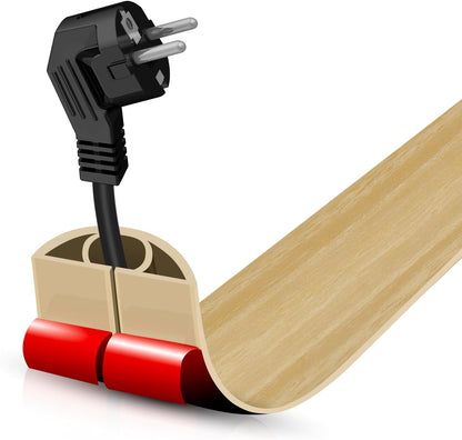 Floor Cord Cover Self Adhesive Cord Hider,3.3FT Cable Management, Extension Strip Protector for Wires, Prevent Cable Trips for Offices, Gyms, Exhibitions Cavity:0.39"(W) x0.27(H) WoodLightyellow