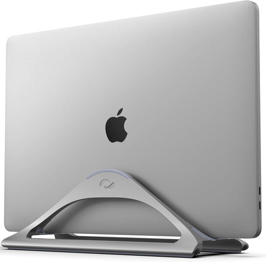 HumanCentric Vertical Laptop Stand for Desks in Space Grey, Upright Adjustable Holder to Dock Apple MacBook, MacBook Pro, and Other Laptops to Organize Work & Home Office, Automatic Grip
