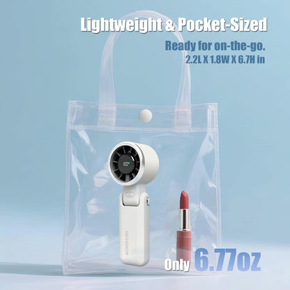 Foldable Handheld Fan | 5-Speed Turbo Blast | 16-Hour Runtime | Type-C Fast Charging | 3-in-1 Portable Design - Perfect for Travel, Camping, Office & Gifts