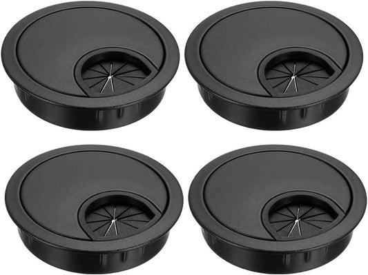 uxcell Cable Hole Cover, 2.1Inch/53.5mm Zinc Alloy Desk Wire Cord Cable Grommets Hole Cover for Office PC Desk Cable Cord Organizer, 4 Pcs Black