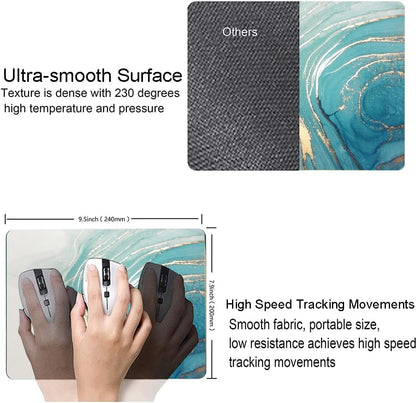 Mouse Pad, Marble Mouse Pad, Square Premium-Textured Mouse Mat Waterproof Non-Slip Rubber Base Computer Mousepads for Office Laptop Desk, Blue Marbling