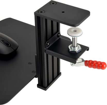 Metal Clamp-on Adjustable Computer Mouse Pad and Device Holder for Desks, Metal Computer Mouse Desk Mount Pad, 10.63" x 8.66" Ergonomic Desk Extender Tray, Fits up to 4 Inch Desktops, Black