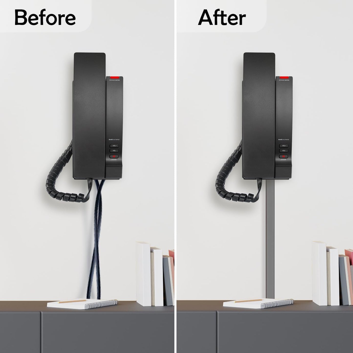 Rubber Bond TV Cord Hider Cable Protector - Strong Self Adhesive Wall Cord Cover Cable Hider - Low Profile Cable Management Wall Cord Concealer Cable Raceway (Grey, 10 Feet)