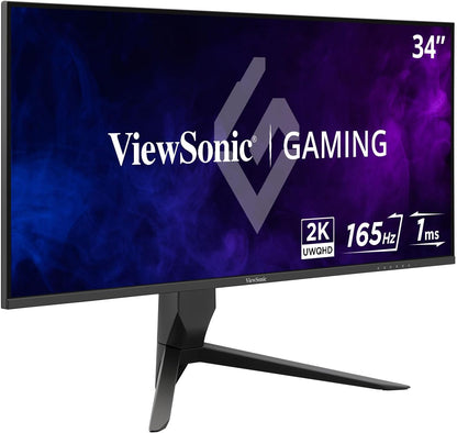 ViewSonic VX3418-2K 34 Inch 21:9 1440p 1ms 165Hz Gaming Monitor with FreeSync Premium, Eye Care, HDMI, DisplayPort and USB