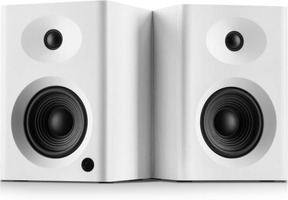 Bookshelf Speakers with Deep Bass, 80W Peak Output Small HiFi Gaming Computer Speakers, 4" Desktop Audio System for Small Home Office Desktop PC, Pair, White