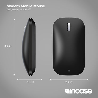 Incase Modern Mobile Mouse – Designed by Microsoft – Lightweight, Precision Navigation, Right/Left Hand Use, Scroll Wheel, BlueTrack Technology, Wireless Bluetooth for Mac/Windows/8/10/11 (Black)