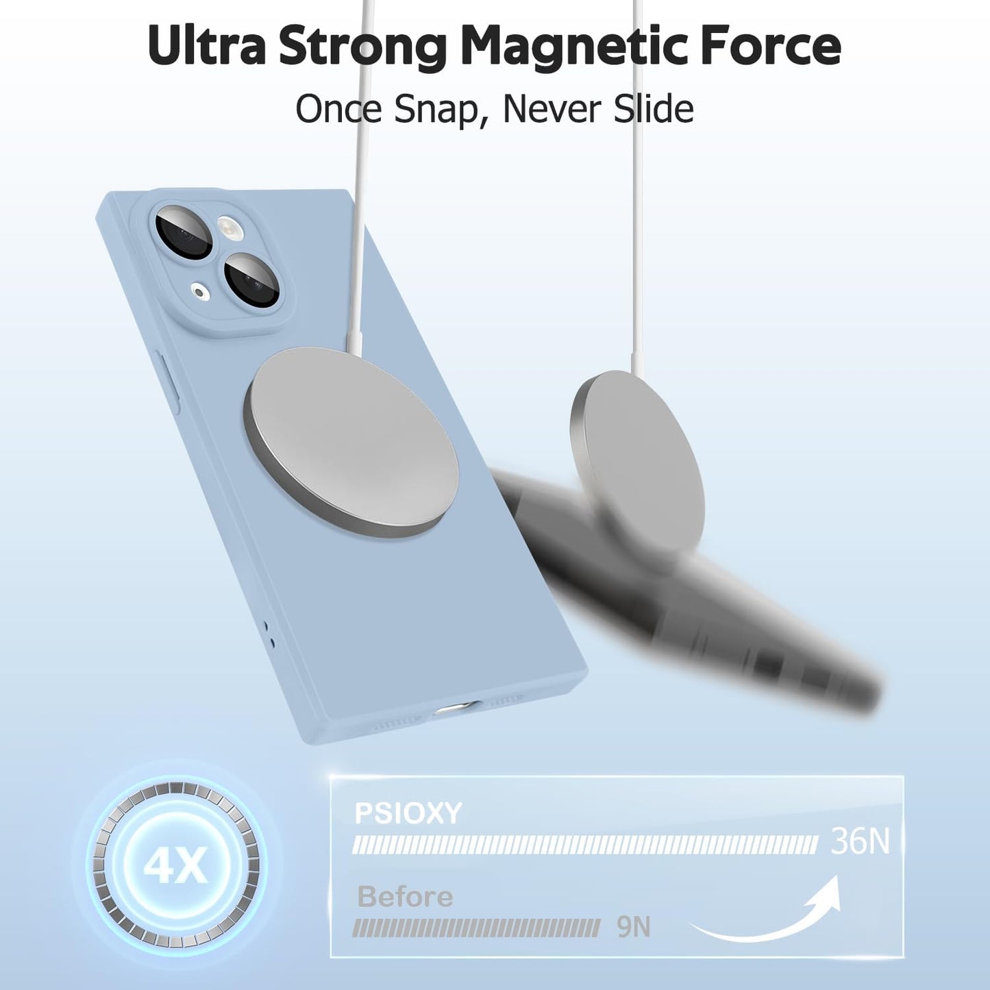 Designed for iPhone 15 Case Compatible with Magsafe Cover Camera Lens Protector Military Grade Protection Shockproof Soft TPU Slim Magnetic Phone Case for iPhone 15 Blue